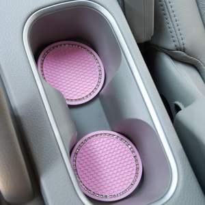 2 Pack PVC <b>Car</b> <b>Coasters</b> Sparkly Crystal Cup Mats Universal Anti-Slip Auto Insert Cup Holder <b>Car</b> Accessories - Product Image 3