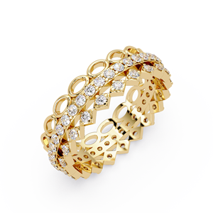 Anillo Eternity Cosmo de varias capas con diamantes cultivados en laboratorio de corte redondo, oro puro de 14K, anillo de boda, anillo de compromiso para mujer, venta al por mayor. - Product Image 3