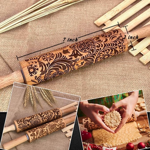 Rouleau à pâtisserie fabriqué à partir d'un matériau naturel et écologique fabriqué à partir de rotin de bambou en bois et d'autres matériaux exquis durables - Product Image 2