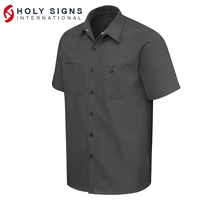 Chemise de travail à manches courtes pour homme Holy Signs International, en coton noir respirant, uniforme