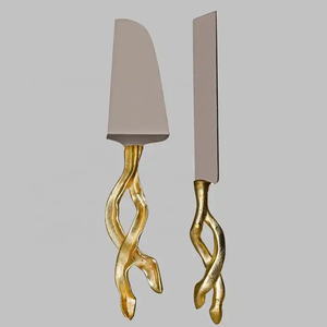 Serveur à gâteaux en laiton avec poignée en fleur dorée Serveur à gâteaux et trancheuse pour mariage et fête et emballage de cadeaux - Product Image 3