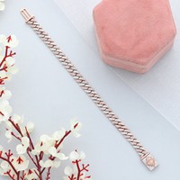 Bracelet cubain Miami antique en diamant bicolore à taille ronde, bracelet flexible en or massif 10K 14K 18K et argent 925 pour femme