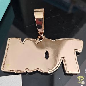 Pendentif à breloque avec lettres rondes et logo glacées avec diamants cultivés en laboratoire VVS en argent sterling 925 Bijoux Hip Hop - Product Image 3