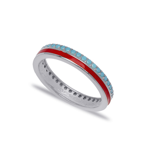 Red Enamel Design Turquoise Stone Woman Band <b>Ring</b> Turkish Handmade Rhodium Plated 925 Sterling Silver Wedding <b>Adjustable</b> Jewelry - Product Image 5