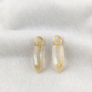 Pendentif petites pointes en argent 925 avec pierre précieuse rutile dorée naturelle pendentif en pierre à pointe de crayon plaqué or 6x14mm breloque - Product Image 3