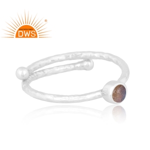 Best Selling Fine Sterling Silver Natural <b>Labradorite</b> Gemstone Stackable <b>Ring</b> Custom Jewelry Manufacturer - Product Image 3