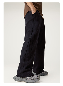 กางเกงลำลองผู้ชายสไตล์สตรีทพิมพ์โลโก้ตามสั่ง ทรงตรง ใส่สบาย ผ้าแคนวาสเนื้อปานกลาง 100% ผ้าฝ้าย MOQ ต่ำ ราคาถูก - Product Image 4