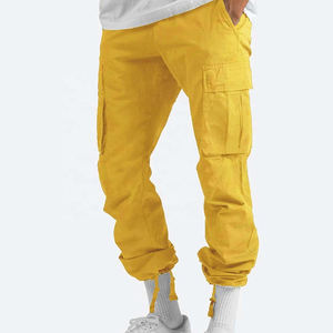 Pantalon de jogging en molleton de coton personnalisé du fournisseur professionnel taille élastique mode Sports de plein air décontracté multi-poches devant plat - Product Image 3