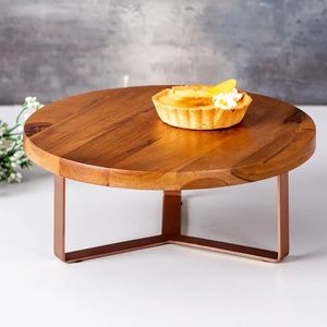 Luxury Handmade Wooden Cake Stand Set Premium 3 Pack Round Dessert Display <b>Trays</b> Rustic Tabletop Serving Platters - Product Image 3