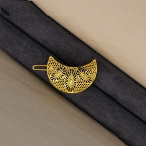 Pasador de Pelo de Media Luna Chapado en Oro de Lujo, Elegante para Fiestas y Bodas, Hecho a Mano para Mujeres y Niñas, Accesorios para el Cabello de Moda, Joyería para el Cabello de Lujo - Product Image 1