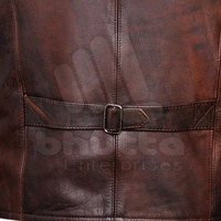 Gilet rétro en cuir véritable marron vieilli pour homme, style motard en cuir de vachette, avec lacets latéraux, sans manches, style western