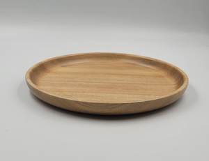 Assiettes de service en bois d'acacia minimalistes et écologiques personnalisées Huhipro Vietnam, D18H2.3 cm, motifs personnalisés OEM/ODM - Product Image 2