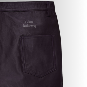 Venta al por mayor de pantalones de cuero para los hombres de oveja genuina ocultar dos tonos negro blanco Slim Fit pantalones de cuero para motorista y ropa de fiesta - Product Image 4