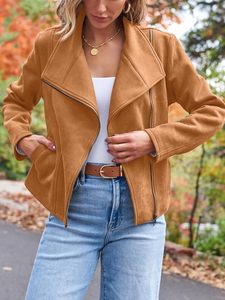 Chaquetas de piel sintética para mujer, moda de otoño de gamuza, trajes de 2025, ropa de invierno, abrigo recortado con frente abierto, prendas de vestir - Product Image 2