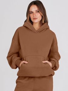 Conjunto de 2 Piezas para Mujer en Color Marrón Naranja Quemado, Sudadera Holgada con Capucha, Pantalones Deportivos, Chándal Y2K - Product Image 2