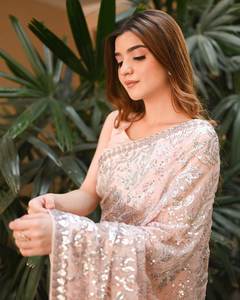 Broderie georgette lourde indienne la plus vendue magnifique Saree tenue de fête régulière dernière tenue ethnique vêtements ethniques exclusifs à la mode - Product Image 6