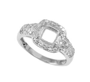 Bague micro-pavé en argent sterling 925 de forme carrée de 6mm avec sertissage en pierre à griffes Composant de résultats de bijoux semi-monté pour femmes - Product Image 3