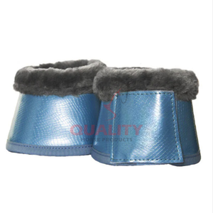 Botas protectoras de campana de caballo hechas a mano con cuero PU impermeable y poliéster de peluche diseñadas para el entrenamiento diario de equitación - Product Image 4