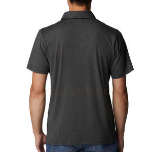 Camiseta informal para Polo de calidad superior para hombre, tejido de punto transpirable ajustado con patrón sólido - Product Image 3