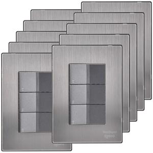 Placche da parete, MXIUD-006, 10 pezzi, Interruttore per scale x3, 125-250VAC, 10A, 50/60Hz, Argento/Oxford, Acciaio inossidabile/PC. - Product Image 1