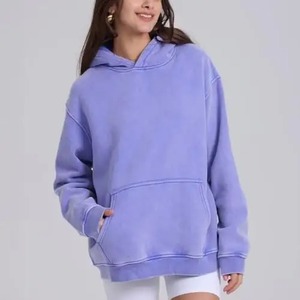 Sweat à capuche 100% coton délavé à l'acide, coupe oversize, style vintage, brodé, pour l'hiver - Product Image 2