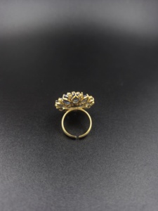 <b>Gold</b> Plated Adjustable Flower <b>Cocktail</b> <b>Ring</b> Blue CZ Wholesale | Indian Fashion Jewelry Supplier | Handcrafted | Low MOQ - Product Image 3