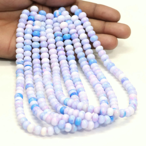 Hermosas cuentas de ópalo lavanda en forma de rondel liso, hilo de 15 pulgadas de cuentas de piedra preciosa de ópalo lavanda, cuentas de ópalo de calidad AAA - Product Image 2