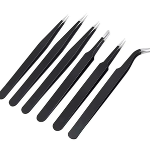 ชุดแหนบป้องกันไฟฟ้าสถิตย์ทำจากโลหะล้วนความแม่นยำสูง6ชิ้นสำหรับกำจัดและซ่อมแซมขนคิ้ว - Product Image 1