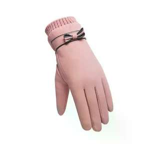 Guantes de esquí de estilo de moda de lujo invierno al aire libre con puños de piel de zorro piel de oveja Material de PU mitones con logotipo personalizado - Product Image 4