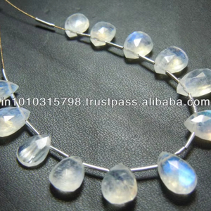 Rainbow Moonstone Faceted Briolette Pear-Drops Blue Loose Beads <b>Stone</b> for Jewelry Making Alifinternational - Product Image 1