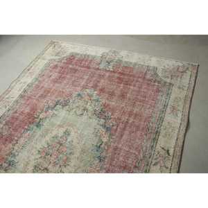 6.2x9.1 ft Turkish Large Eco-Friendly <b>Wool</b> Rug Traditional Vintage <b>Red</b> Patchwork Latex Backing Rug - Product Image 5