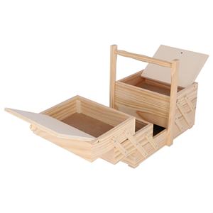Caja de Costura WELL HOME de Madera de Pino Vintage con Acabado Sin Barnizar para Manualidades - Product Image 1
