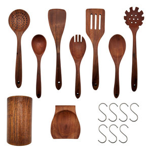 Vajilla de madera de acacia Juego de utensilios de cocina de 9 piezas de MSR Overseas - Product Image 1