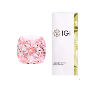 เพชรสรีระเจ โซลิแตร์ 5 กะรัต ทรงคุชชั่น สีชมพูแฟนซี วิวิด  เพชรสังเคราะห์  ความสะอาดระดับ VVS2/VS1  ได้รับการรับรองจาก IGI  เพชรเม็ดเดี่ยว - Product Image 1