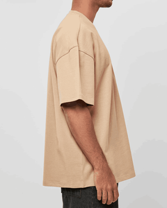 T-shirt Homme Col Roulé 250g Oversize Épaules Tombantes 100% Coton Lourd Uni Streetwear Tissu Éponge Personnalisable - Product Image 5