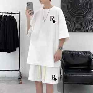 2025 nouvel été hommes vêtements de sport ensemble Fitness T-Shirt et short en coton avec trois barres Logo imprimé pour la course et les loisirs - Product Image 3