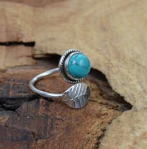 Bague style bohème en argent faite à la main bijoux en argent sterling 925 Turquoise pierres précieuses bague tendance bijoux pour femmes cadeau pour elle - Product Image 3