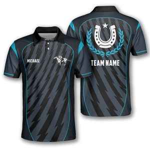 Polo de competición ecuestre para hombre, camiseta de manga corta que absorbe la humedad, transpirable, cómoda, para montar a caballo, para deportes al aire libre - Product Image 1