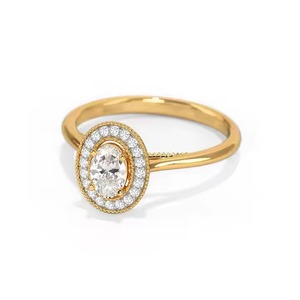 Best Design Round Shape Lab Grown Round Diamond Engagement Ring In 10/14/18K Yellow/White Gold Fine Jewelry Gift for Women - Product Image 4