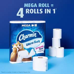 Charm Ultra Soft Eco-Friendly Disposable Virgin Wood Pulp Toilet <b>Paper</b> 6 Mega <b>Rolls</b> 4 Regular <b>Rolls</b> Strong 3ply 2ply Washable - Product Image 4