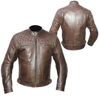 Blouson de moto en cuir de vachette marron foncé sur mesure, vêtements de sport pour hommes/femmes, taille plus, coupe ajustée, respirant