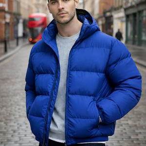 Veste matelassée à capuche, isolée, avec logo sur le devant, réversible, imperméable, écologique, séchage rapide, coupe-vent, vêtements d'extérieur d'hiver pour hommes - Product Image 1