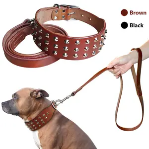 Mode Schwarz spitze Hunde kette mit Widerhaken Hunde halsband große genietete Anti-Biss-Haustier halsband benutzer definierte Hunde kette