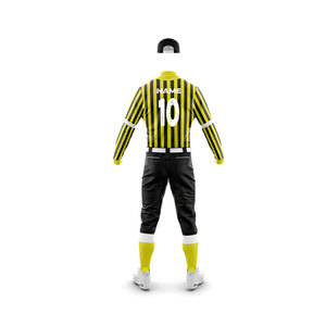 Custom Yellow Black Striped Baseball Uniform Full Sleeve Mandarin Collar Breathable 100% Cotton Unisex <b>Soccer</b> Apparel Adult Size - Product Image 3