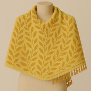 Étole rectangulaire longue beige en laine et rayonne de qualité supérieure MyEthnix, broderie à pois, légère, séchage rapide, respirante - Product Image 1