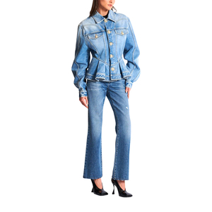 Nouveautés Veste matelassée en denim pour femmes coupe ajustée grande taille détails de rivets en coton biologique de haute qualité prix approprié - Product Image 3