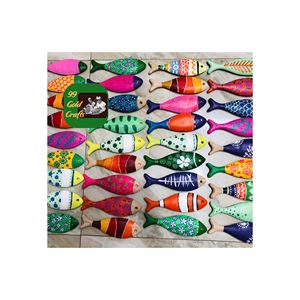 Figurine de poisson en bois pour la décoration de la maison, du bureau, de la salle, thèmes de décoration intérieure côtière et affichage mural moderne pour maison de plage - Product Image 6