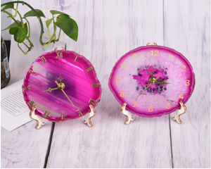Luxury Design Home Decorative Pink Agate Coaster <b>Clock</b> With Gold Electroplated Rim at Best Price From India - Product Image 5