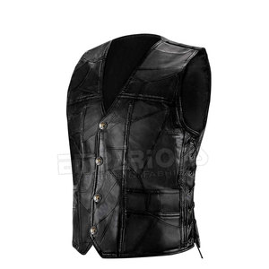 Gilet de moto en cuir pour hommes, toutes les tailles et couleurs disponibles, gilet de motard professionnel en cuir véritable sans manches - Product Image 1