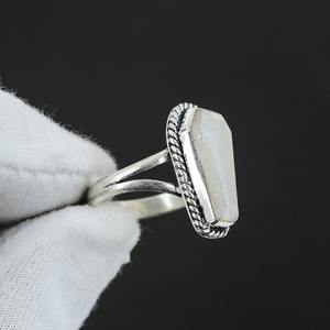 Bague classique bijoux pour femmes argent Boho Style bijoux 925 argent Sterling pierre de lune pierre précieuse à la main bague cadeau pour femme - Product Image 5